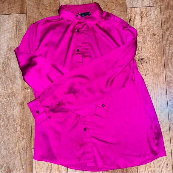 Fusia Pink Silk Shirt with pillow sleeves - Picture 1 of 3